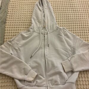 Garage White Cropped Zip Up